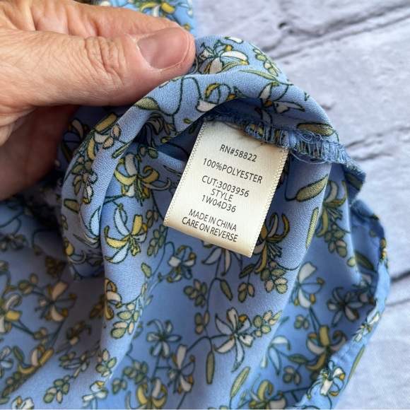Max Studio 2X Top NWT NEW Micro Floral Top Blue Blouse Loose Cottagecore Peasant - Picture 5 of 12